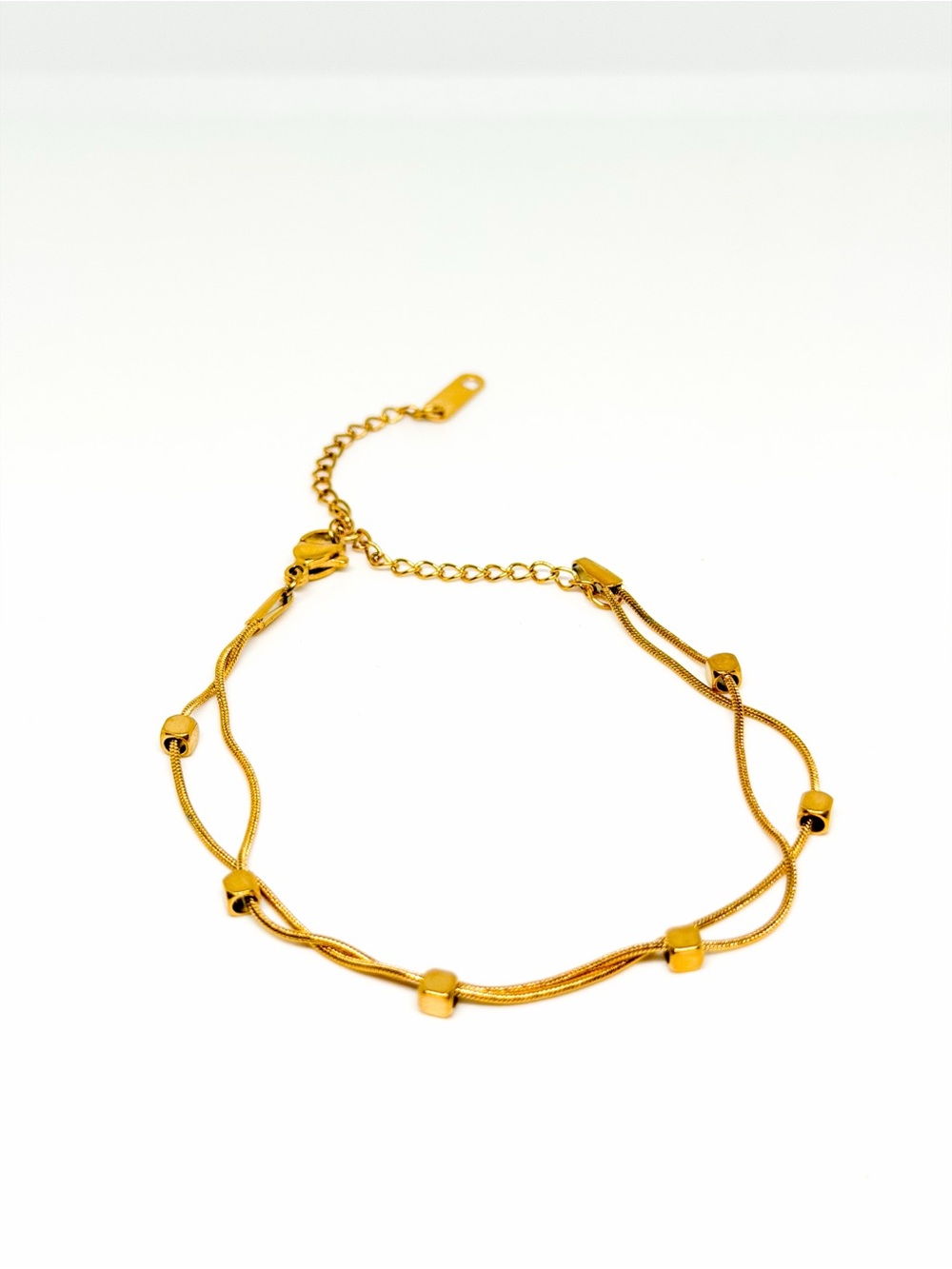 Gold Bead Double-Strand Bracelet - Women Jewelry